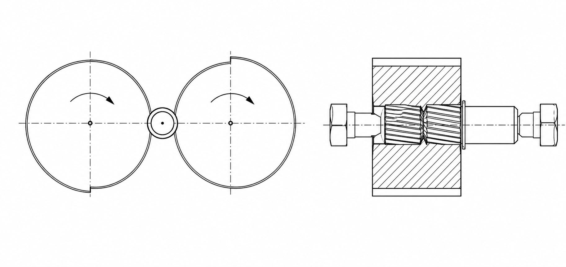 Incremental spline ovalama prosesi — karşılıklı kalıpların iş parçası üzerinde progresif spline şekillendirmesi (teknik çizim)